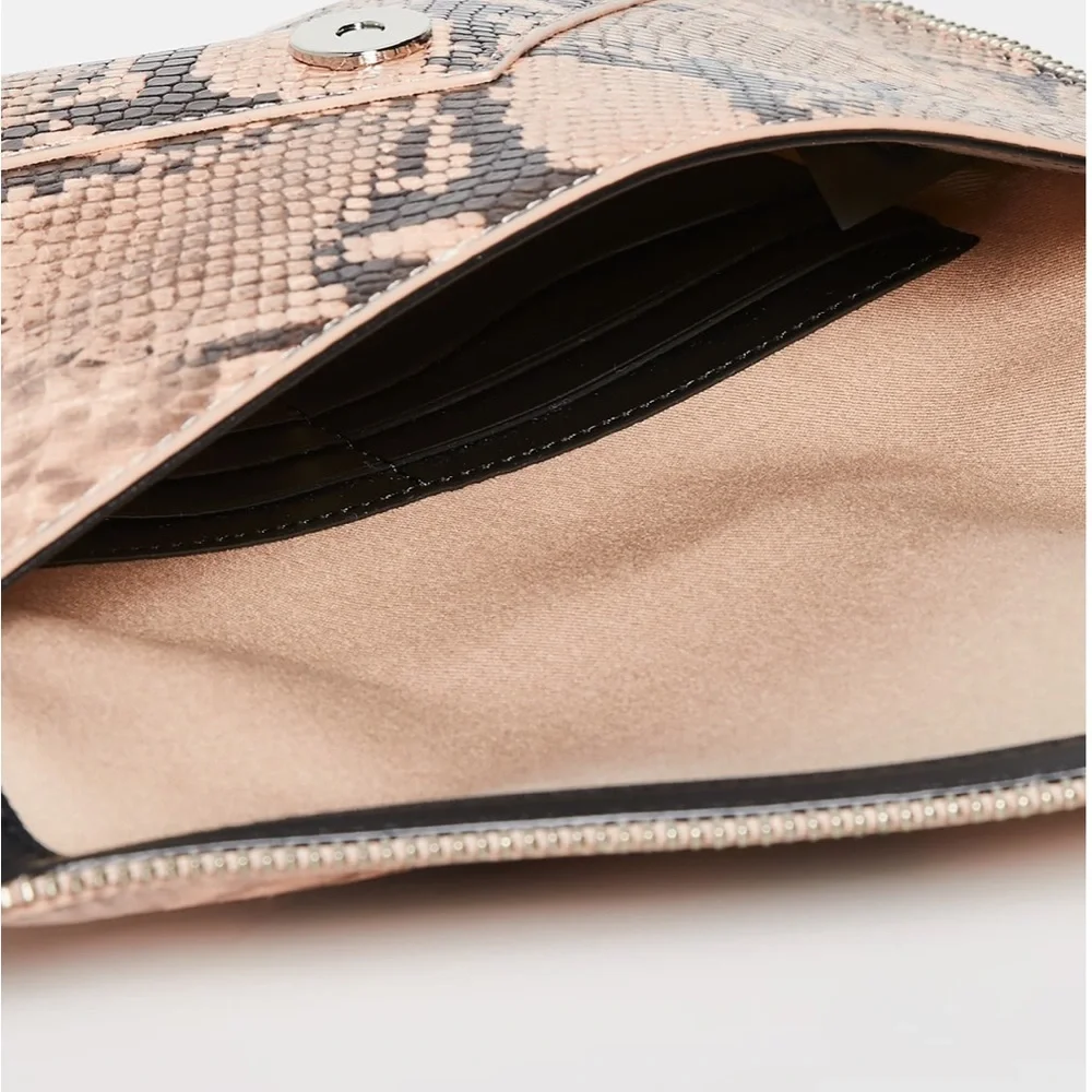 Rebecca Minkoff Pink Snake-Print Envelope Clutch